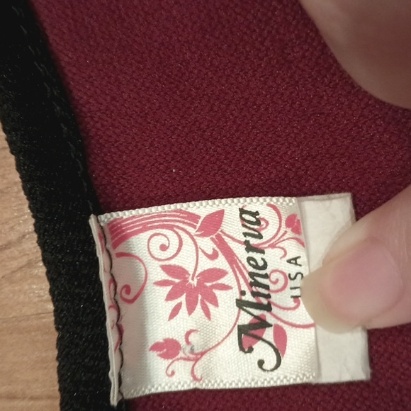 Stylish Burgundy and Black Peplum Dress - Picture 3 of 4